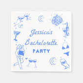Blue Disco Cocktail Bachelorette Party Servetten (Voorkant)