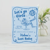 Blue Disco Rodeo Cowgirl Bachelorette Weekend Kaart (Staand voorkant)