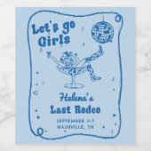 Blue Disco Rodeo Cowgirl Bachelorette Weekend Wijn Etiket (Enkel label)