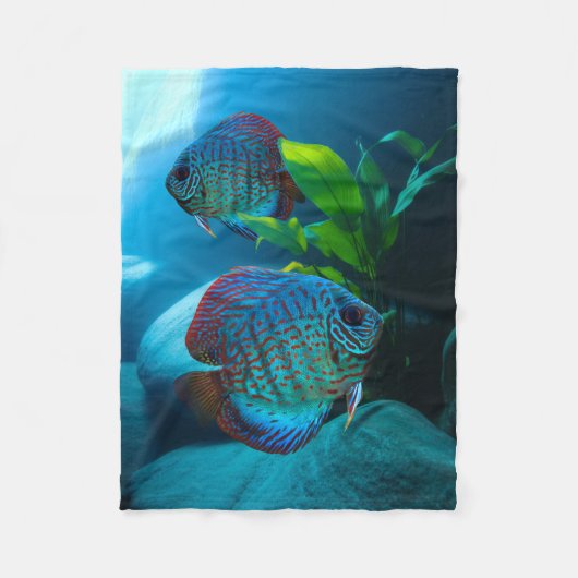 Blue Discus Fish Aquarium Fish Tank Art Fleece Deken (Voorkant)