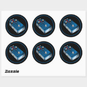 Blue Distortion Ronde Sticker (Vel)