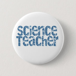 Blue Distress Text Science Teacher Ronde Button 5,7 Cm