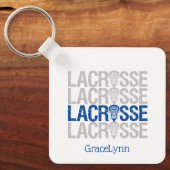 Blue Distsed Lacrosse Word Sleutelhanger (Voorkant)