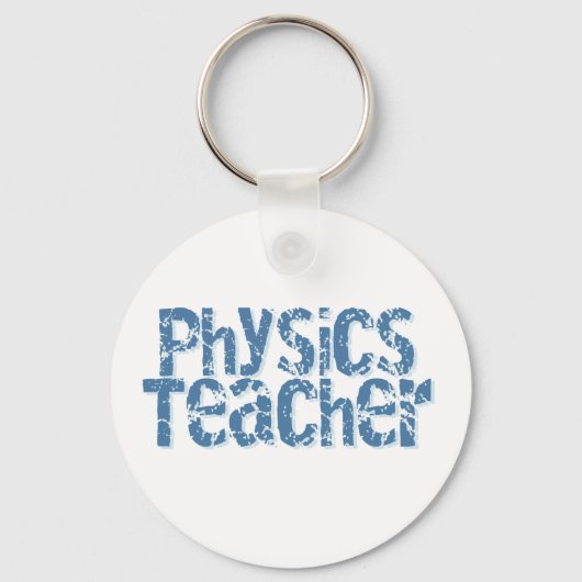 Blue Distsed Text Physics Teacher Sleutelhanger (Voorkant)