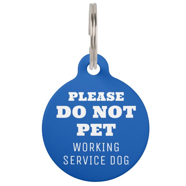 Blue Do Not Pet Working Service Dog Huisdierpenning (Voorkant)