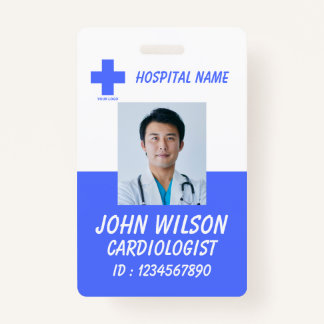 Blue Doctor Nurse Employee ID Card Badge