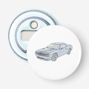 Blue Dodge Challenger Pencil Style Rendering Button Flesopener