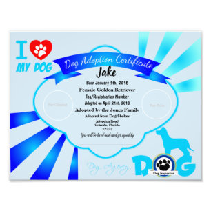 Blue  Dog Adoption Certificate Foto Afdruk