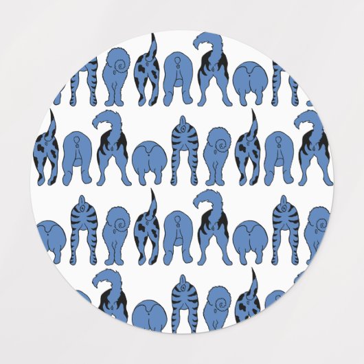 Blue Dog Butts Pattern Labels (Design 2)