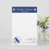 Blue Dog & Cat Logo Veterinary Clinic Aangepaste L Briefpapier (Staand voorkant)