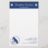 Blue Dog & Cat Logo Veterinary Clinic Aangepaste L Briefpapier (Voorkant)