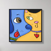 Blue Dog en Sinaasappel Cat-Togetherness Canvas Afdruk (Voorkant)