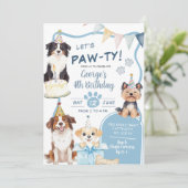 Blue Dog let's Pawty Birthday Kaart (Staand voorkant)