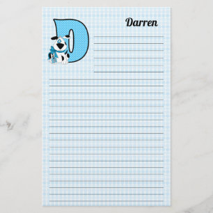 Blue Dog Mongrammed Letter D Lined Briefpapier