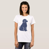 Blue Dog Silhouette Minimal Art T-shirt (Voorkant volledig)