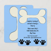 Blue Doggy Theme Anniversaire Invitation (Devant / Derrière)