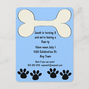 Blue Doggy Theme Birthday Invitation Kaart
