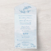 Blue Dolphin All in One Wedding Invite Uitnodiging (Binnen)
