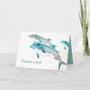 Blue Dolphin Art Funny Merci Cartes
