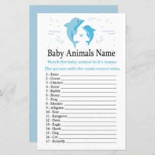 Blue Dolphin Baby Animals Name Game