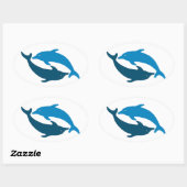 Blue Dolphin Duet Ovale Sticker (Vel)