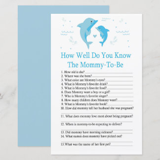 Blue Dolphin Hoe goed ken je het baby shower spel?