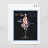 Blue Dolphin Martini Briefkaart (Voorkant / Achterkant)