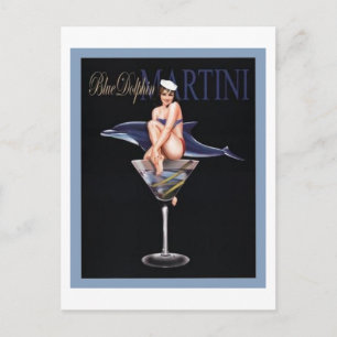 Blue Dolphin Martini Briefkaart