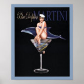 Blue Dolphin Martini Poster (Voorkant)