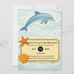 Blue Dolphin & Ocean Floor Terug Ontwerp Verjaarda Kaart