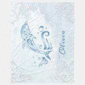 Blue Dolphin Personalized Fleece Blanket Deken (Voorkant)