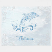 Blue Dolphin Personalized Fleece Blanket Deken (Voorkant (Horizontaal))