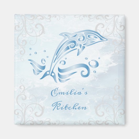 Blue Dolphin Personalized Magnet Magneet (Voorkant)