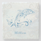Blue Dolphin Personalized Stone Onderzetter (Voorkant)