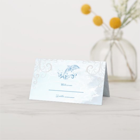 Blue Dolphin Reception Place Card (Voorkant)