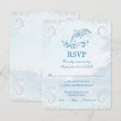 Blue Dolphin Wedding RSVP Kaart (Voorkant / Achterkant)