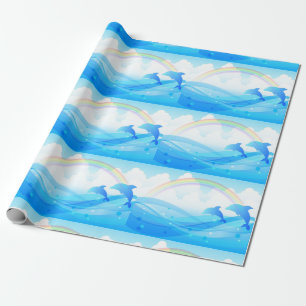 Blue Dolphins Jumping Cadeaupapier