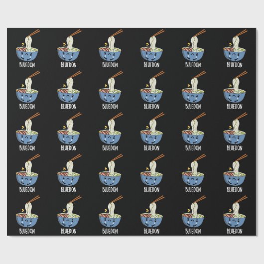 Blue-don Funny Udon Pun Dark BG Cadeaupapier (Vlak)