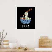 Blue-don Funny Udon Pun Dark BG Poster (Keuken)