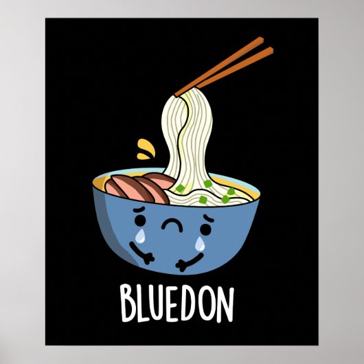 Blue-don Funny Udon Pun Dark BG Poster (Voorkant)