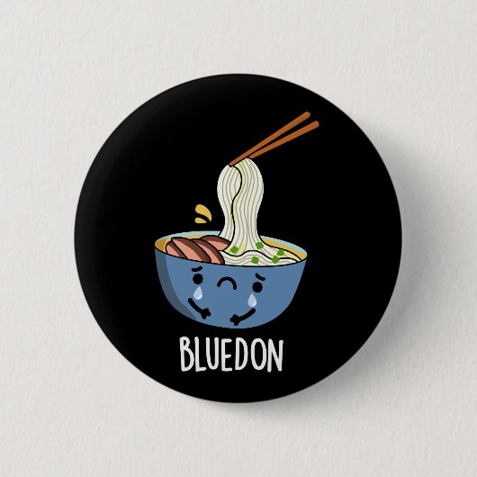 Blue-don Funny Udon Pun Dark BG Ronde Button 5,7 Cm (Voorkant)