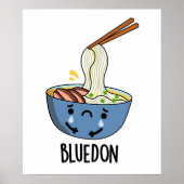 Blue-don Funny Udon Pun Poster (Voorkant)
