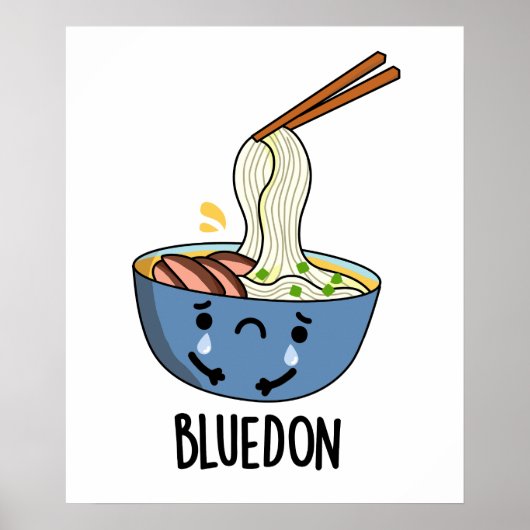 Blue-don Funny Udon Pun Poster (Voorkant)