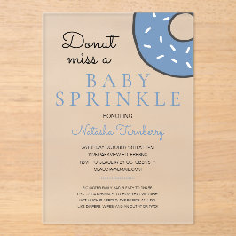 Blue Donut Baby Sprinkle Boy Baby shower Acryl Uitnodigingen