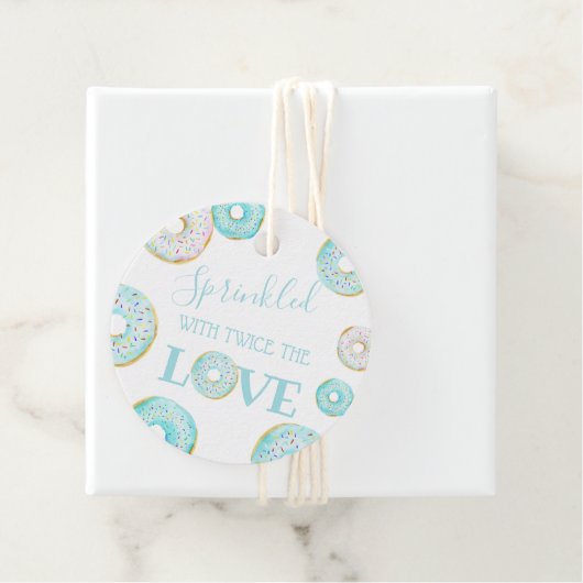 Blue Donut Baby Sprinkle Classic Ronde Sticker Bedankjes Labels (In situ)
