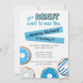 Blue Donut Birthday Invitation Kaart (Voorkant)