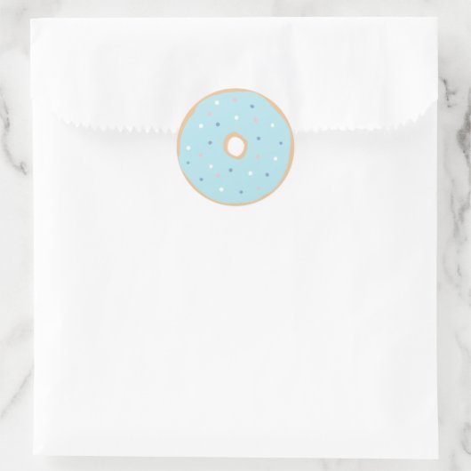 Blue Donut Birthday Party Classic Round Sticker (Tas)