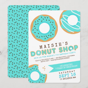 Blue Donut Shop Uitnodiging voor verjaardagsfeestj