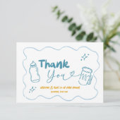 Blue Doodle Baby is brouwen bedankkaart (Staand voorkant)