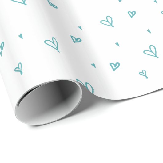 Blue Doodle Hearts Pattern Matching Baby shower Cadeaupapier (Rol Hoek)
